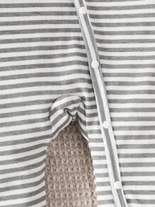 SHEIN Vintaside Kids 3入組新生兒男童休閒印花車紋長袖連身衣套裝，秋冬季常穿 - 黃色 - 查看 4