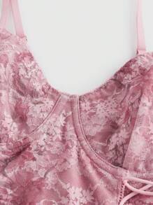 ROMWE Kawaii Romantic Lace Flower Women's Sexy Underwire Bra - Pink - View 4