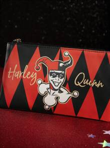 Harley Quinn X SHEIN Argyle Pattern Portable Makeup Bag - Multicolor - View 5