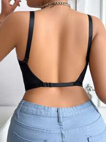 DesireSculpt Sujetador sin espalda con aro, tallas grandes para mujeres, tirantes removibles y copas moldeadas - Negro - Ver 4
