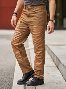 Manfinity Homme Men Slant Pocket Straight Leg Jeans - Khaki - View 6