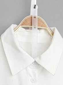 EMERY ROSE Plus Frill Trim Flounce Sleeve High Low Hem Shirt - White - View 2