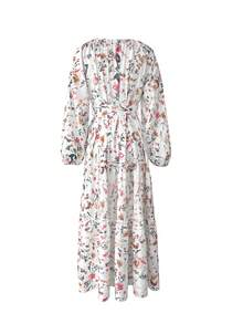 Đầm midi cổ tròn họa tiết hoa, viền bèo nhún, thích hợp cho tiệc vườn mùa hè, đám cưới trên bãi biển, hoặc làm áo abaya cho phù dâu. - Nhiều màu - Xem 3