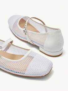 Cuccoo Bailarinas de estilo callejero clásico de ocio para vacaciones con punta cuadrada y estilo Mary Jane de malla para mujeres en Halloween