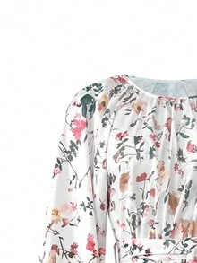 Đầm midi cổ tròn họa tiết hoa, viền bèo nhún, thích hợp cho tiệc vườn mùa hè, đám cưới trên bãi biển, hoặc làm áo abaya cho phù dâu. - Nhiều màu - Xem 4