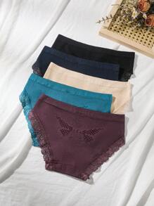 女士無縫內褲，中腰空心蝴蝶三角褲，5入組/Pack - 彩色 - 查看 2