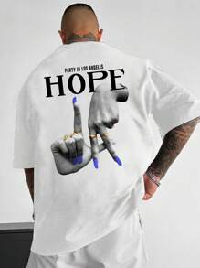 Men Hand & Slogan Graphic Tee - White - View 1