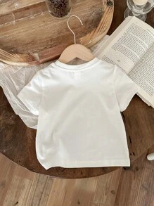 Young Girl Big Sister Little Sister, Big Sister Little Sister Gift, Big Sister Shirt, Sibling Matching, Rainbow Printed Best Friends Short Sleeve T-Shirt For Summer, (2 Pieces Sold Separately) - White - View 3