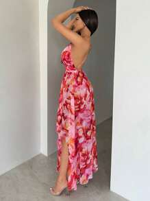 SHEIN SXY Đầm dây hở lưng in hoa gợi cảm dành cho nữ, mùa hè - Nhiều màu - Xem 3