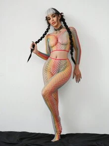 Women's Sexy Hollow Out Colorful Lingerie Set, 2pcs Pride - Multicolor - View 4