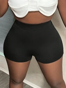 BamGleam Hollow Out Solid Color Tight Summer Shorts,Sporty,Street,Trainning,Outdoor,Run,Athleisure  Sport,Summer Outfits,Black Shorts,Black Leggings,Hole - Black - View 4