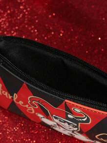 Harley Quinn X SHEIN Argyle Pattern Portable Makeup Bag - Multicolor - View 7