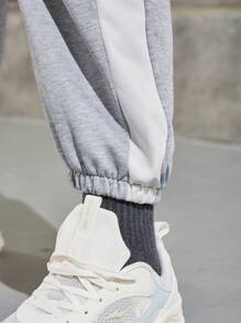 Manfinity Sport Corelite Plus Letter Graphic Drawstring Waist Sports Pants - Grey - View 8