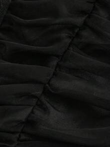 SHEIN MOD 黑色复古网纱蓬蓬裙 女装 秋季服装 哥特风返校穿搭 - 黑色 - 查看 4