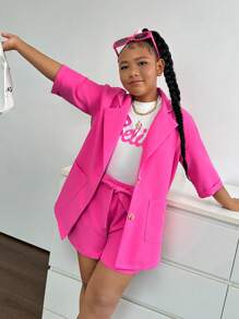 SHEIN Set Ukuran Besar Tween Girls - Berwarna merah muda - View 7
