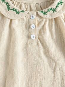 Baby Mädchen elegantes besticktes Hemd mit Kragen und Langarm und bedrucktem Rock Set, passend für Urlaubsleisure und niedliche Ausflüge