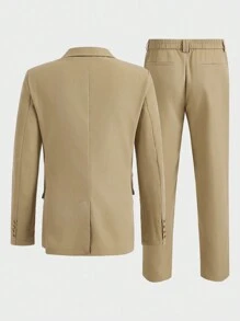 Manfinity VCAY Men's Woven Solid Color Slim Fit Blazer & Long Pants Two-Piece Set For Daily Wear - Multicolor - View 2