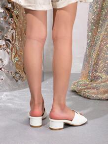 Girls Comfortable & Fashionable Floral Decor High Heel Slippers - White - View 4