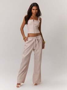 MUSERA Women's Drawstring Casual Pants Airport Summer - Pink - View 5
