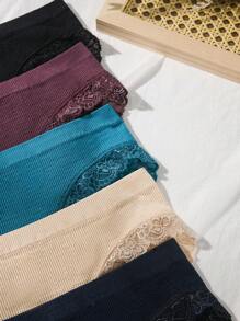 女士無縫內褲，中腰空心蝴蝶三角褲，5入組/Pack - 彩色 - 查看 4