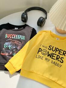 SHEIN 3入組嬰兒男女通用可愛多功能卡通圖案圓領長袖運動衫套裝 - 彩色 - 查看 7