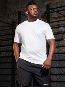 Gym Rark Camiseta esportiva de verão masculina Plus Size, estampada com letra do alfabeto, mangas curtas e gola redonda - Branco - Visão 7