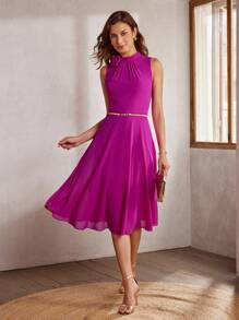 MOTF Classy CLAASY 3D FLORAL PATCHED CUT OUT BACK DRESS