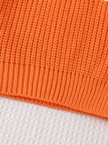 Maglioni per bambini maschi, invernali/autunnali, fatti a mano all'uncinetto con simpatiche fantasie del viso del fantasma di zucca, marrone/arancione/bianco, divertenti e comodi, adatti per casa, vacanze e festività - Arancione - Visualizzare 5