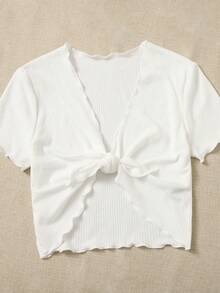 Tween Girl  Casual Back To School White Knit T-Shirt And Black Cami Dress Set