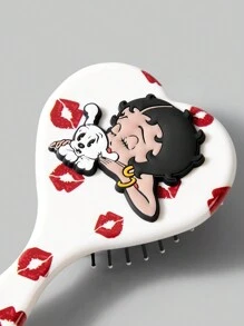 Betty Boop | ROMWE Cojín de masaje con forma de corazón y mini cepillo de pelo creativo