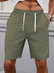 Manfinity Homme Short en jean à cordon de serrage pour hommes, short d'été