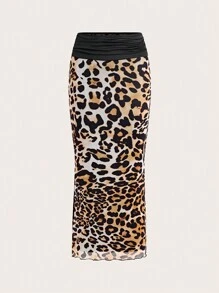 SHEIN Unity 女性豹紋時尚百褶裙(隨機裁剪) - 彩色 - 查看 1