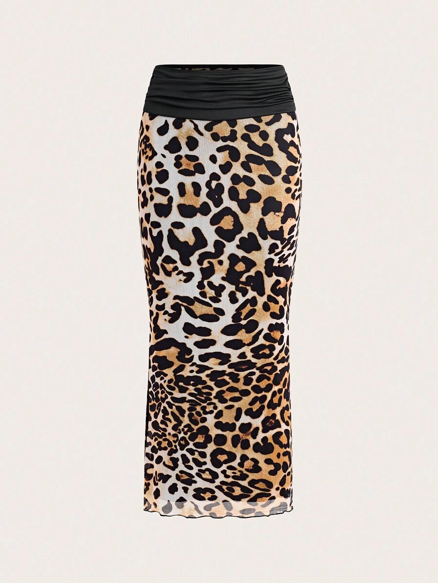 SHEIN Unity 女性豹紋時尚百褶裙(隨機裁剪) - 彩色 - 查看 1