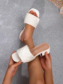 Un par de hermosas y elegantes zapatillas de tacón alto, lujosas y versátiles para chicas - Blanco - Ver 2