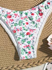 SHEIN Swim Women's Summer Beach Ditsy Floral Sexy Bikini Separates, Random Print - Multicolor - View 3