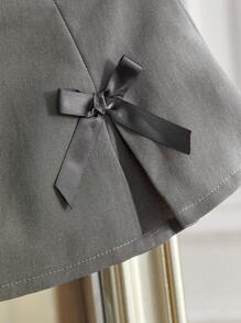 SHEIN Elladie kids 2024新款夏季舒適、時尚、優雅的女嬰蝴蝶結百褶裙