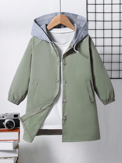 1 szt. Dla młodych chłopców Casual Prosta wiatrówka z kolorowymi blokami, Nadaje się do noszenia na co dzień, w stylu college'u, na sezon jesienno-zimowy