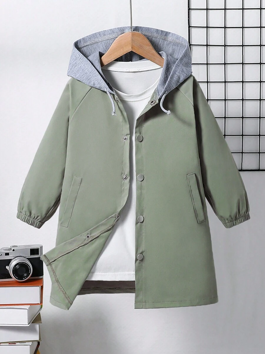 1 szt. Dla młodych chłopców Casual Prosta wiatrówka z kolorowymi blokami, Nadaje się do noszenia na co dzień, w stylu college'u, na sezon jesienno-zimowy