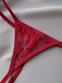 SHEIN Women's Solid Color Lace Sexy Panties Lingerie (Set Of 3) - Multicolor - View 4