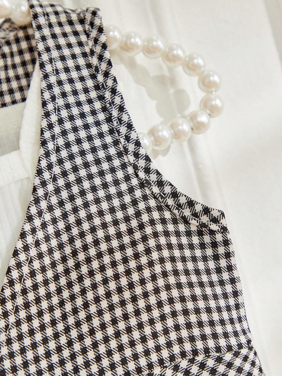 Baby Girl Plaid Double Breasted Sleeveless Top And Long Pants Set