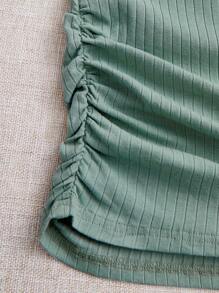 SHEIN LUNE Casual And Simple Ladies' Padded Camisole Tank Top, Perfect For Summer - Green - View 4