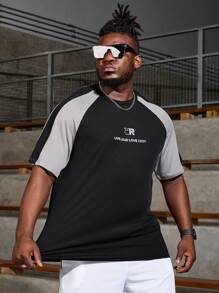 Gym Rark Men's Plus Size Contrast Color Insert Sleeve Letter Printed Short Sleeve Sports T-Shirt - Multicolor - View 5
