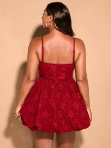 SHEIN BAE Plus Size Women's Summer Sweet Party Black Lantern Hem Suspender Babydoll Short Dress,Birthday Dresses For Women