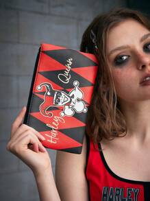 Harley Quinn X SHEIN Argyle Pattern Portable Makeup Bag - Multicolor - View 8