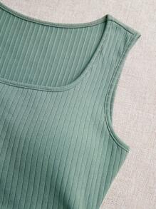 SHEIN LUNE Casual And Simple Ladies' Padded Camisole Tank Top, Perfect For Summer - Green - View 7