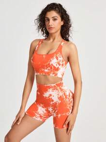 Lifespree Tie Dye Criss Cross Back Sports Set - Orange - View 8