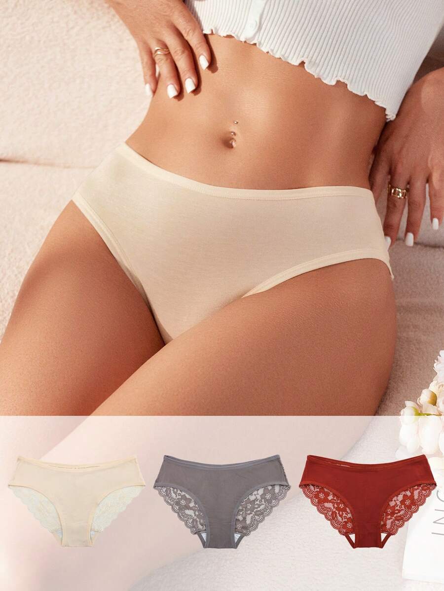 Snug Zone 多件装蕾丝舒适三角内裤,柔软且高弹性 - 彩色 - 查看 1