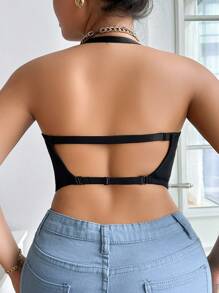 DesireSculpt Sujetador sin espalda con aro, tallas grandes para mujeres, tirantes removibles y copas moldeadas - Negro - Ver 2