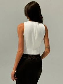 Aloruh Spring/Summer Sleeveless Deep V-Neck Vest For Daily Commute Or Dress-Up