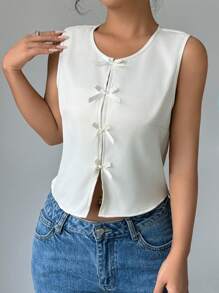 RosyDaze Women's Bowknot Crop Top Sleeveless Tank